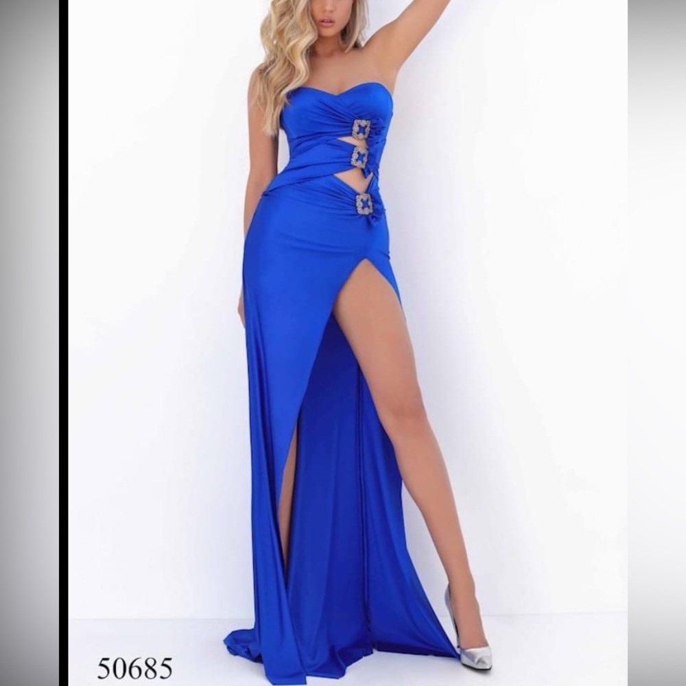 Tarik Ediz blue strapless dress